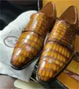DSS Shoes Che Male Yyure Bwness Brogue Caing Geuine Codile Leyher Enyud of Brush Color Mewn Fomal