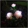 Lâmpadas de gramado LED luz solar 3 cabeças peônia simation flores lâmpada para jardim ao ar livre parterre quintal pátio decoração feriado drop d h6ut