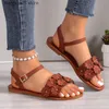 Sandały z płaskim dno sandały w kształcie kwiatów dla kobiet 2024 Nowe ponadwymiarowe bohemijskie sandały WSIH T240220