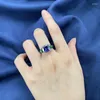 Cluster Rings Springlady 925 Sterling Silver Radiant Cut 10 10mm Lab Sapphire Emerald Gemstone Cocktail Party Ring for Women Engagment