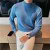 Maglioni da uomo Maglione lavorato a maglia Abbigliamento maschile in tinta unita Tinta unita Business Pullover con colletto Blu Elegante giapponese Harajuku Moda Old X A V