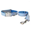 Halsbanden Mode Halsband Voor Honden Blauw Plaid Schattig Strikje Leiband Set Aangepaste Naam Gegraveerd Huisdier Cadeau Chihuahua Yorkies
