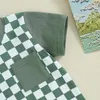 Kläder sätter baby pojke kläder sommar småbarn kläder checkerboard lapptäcke kort ärm t-shirts toppar shorts 6 12 18 24 månad 3t