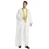 Roupas étnicas Árabe Thawb Caftan para Homens Bordado Manga Longa Pingente Chiffon Com Grânulos de Ouro Muçulmano Thobe