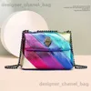 Totes Womens Pu Classic Fashion Contrast Magnetic Shoulder Rainbow Color Patchwork Bag T240220