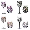 Vino da vino Four Seasons Tree Painted Art Glass per gli amanti