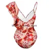Damenbadebekleidung 2023 Einteiliger Badeanzug Frauen Vertuschung mit Rock Kimono Volant Chiffon Rückenfreies Kleid Beachwear Weiblicher BadeanzugH24220