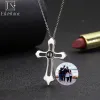 Colares 925 Silver personalizada Projeção de figuras colares para mulheres Cruz Pingente Family Personalizado Gift Jewerly