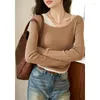 Women's Sweaters MISHOW Contrast Color Knitted Fake Two Bottom Tops For Women Korean Slim Streetwear Waist Side Wrinkles Desgin Top