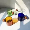 Wine Glasses Pack Of 2 Exquisite Cup 120ml Heat-Resistant S Beer Glass Espresso Coffee Tea Set Candy Color Transparent Glasse