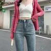 Dżinsy damskie Zoenova High talia odchudzanie proste spodni Plus Size Streets Wszechstronne retro RETRO FIND BOOT CUT 2024 Spring