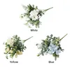 Fleurs décoratives Bouquet de mariée Arrangement Centres de table Hortensia en soie Simulation de bureau à domicile 5 tiges Décor de table Real Touch Artificiel