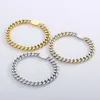 Four sided grinding vacuum electroplating gold Cuban bracelet Instagram jewelry niche rock hip-hop titanium steel mens necklace