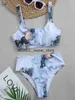 Women's Swimwear 2023 New Print Sport Bandeau Push up Bikinis Sexy Marble Women Swimsuit High Waist bathing suit Beach wearH2422088