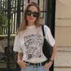 T-Shirt graphique esthétique femmes vêtements coton à manches courtes col rond mode T-shirt décontracté blanc T-shirts 2024 été Streetwear Chic T-shirts hauts femme