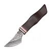 1pcs Neue A2245 Damaskus Fixed Blade Messer VG10 Damaskus Steel Blade Rosewood mit Kupferkopfgriff EDC -Messer mit Lederscheide
