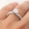 Anneaux CxsJeremy 14K or blanc 2ct coupe ronde 8MM Moissanite bague de fiançailles 3.0mm Moissanite pleine éternité bande de mariage pour les femmes cadeau