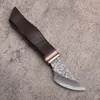 1 stks Nieuwe A2245 Damascus Vaste Mes VG10 Damascus Staal Blade Palissander met Koperen Hoofd Handvat EDC Messen met Lederen Schede