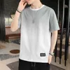 Camiseta de algodão de manga curta de mudança gradual masculina design de verão sentido pequeno meio camisetas ins china-chique roupas soltas