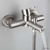 Bathroom Sink Faucets Bathroom Shower Faucet Set Stainless Steel Triple Bathtub Shower Faucet Bathtub Water Mixer Valve Nozzle Tap Hot and Cold Water