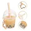 Keychains Milk Tea Pendant Keychain for Women Bubble Accessories Söta handväska Charms Plastiska ryggsäck Cup Pendants