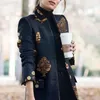 Kvinnors kostymer vintage blommor tryckt överdimensionerade blazer kvinnor lapel långärmare jacka mode våren höstens kontorsdräkt coat indie