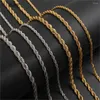 Kettingen Bwise Heren Touwen Lange Ketting RVS Minimalistische Twist Touwketting Verkrijgbaar in goudkleur Zilver 2 TOT 5 mm