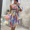 Dresses Sexy Flower Print Dress Women Elegant off Shoulder Mini Dresses For Women Fashion Evening Party Dress 2023