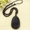 Pendants Natural Obsidian Sun WuKong Pendant Monkey Necklace Man Exquisito Jewellery Fashion Accessories HandCarved Luck Amulet Gifts