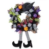 2021 Halloween Wreath Door Hanging Decoration Halloween Witch Hat Leg Pumpkin Door Wreath Happy Halloween Home Party Supplies Y090214w