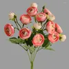 Fiori decorativi Fiore di seta 15 teste Rosa artificiale Camelia Bouquet Centrotavola per tavoli Vaso Decorazione di nozze Po Prop