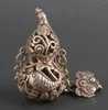 Flaskor sällsynta tibet silver koppar kinesisk gammal snidad staty kalebass snus flask netsuke