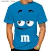 T-shirt da uomo Nuovo 2023 Divertente M Ms Chocolate Bean Cartoon 3D stampato T-shirt unisex casual manica corta T-shirt moda personalizzazione Top Q240220