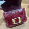 10s Special Handmade Designer Bag 19cm Tote Bag Real Shinny Niloticus Real Skin Shoul Shoulder Bag Fullt Handmade Fuchsia Color Wax Line Stitching Kontakt för detaljer Box