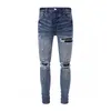 Amirs designer heren jeans paarse jeans ksubi jeans High Street Hole Star Patch Heren dames amirs ster borduurwerk denim jeans stretch slim-fit broek echte jeans