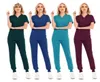 Women039s Two Piece Pants Women039s Solid Color Spa Threaded Clinic Work Suits Tops Unisex Scrub Pet Nursing Uniform3302766