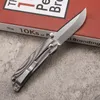 Nieuwe collectie A0220 High-end zakmes AUS10 Satin Drop Point Blade CNC TC4 titaniumlegering handvat kogellager EDC-zakmessen