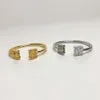 Real Gold Electroplated Luo Family Fashionable Square Hollow Pattern Open Plain Ring Bracelet with Light and Unique Exquisite Couple Handicraft