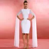 Casual Dresses White Bandage Dress Women Elegant Party Bodycon Tie Wiast Sexy Evening Birthday Club Outfits Autumn Winter Arrival