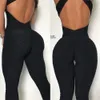 Opvouwbare push-up fitness rompertjes Damessets Lange jumpsuits Skinny rugloze mouwloze halter over playsuit Sexy bodysuit 240219