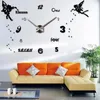 Horloges murales 3D DIY Horloge numérique Miroir acrylique Grand autocollant d'ange surdimensionné Cuisine suspendue