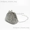 Totes Fashion Diamonds Clip Shell Women Handväskor Crittal Mesh Shoulder Crossbody Bags Glitter Rhinestone Evening Party Small Purse 2023 T240220