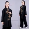 Vêtements ethniques 2024 Chinois Tai Chi Arts martiaux Taijiquan Wushu Uniforme Fleur Broderie Tops Pantalons Ensemble Wing Chun Vêtements