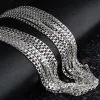 Man kvinna halsband 925 silverplätering 2mm i sidled kedjan halsband 16 tum/18 tum/20 tum/22 tum/24 tum/26 tum/28 tum/30 tum