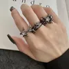 Bagues de cluster Kpop Gothique Esthétique Métal Zircon Star Punk Bague Noire Pour Femmes Hommes Vintage Irrégulier Ouvert Grunge Bijoux Accessoires