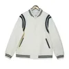 Rhude Designer Men Jacket Toppkvalitet Mänjackor Autumn och Winter Double White Stripe Splice Contrast Woolen Jacket Mens Coat Casual High Street Baseball