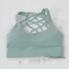 Luluemon Sujetador con correas cruzadas a prueba de golpes Traje de yoga Correr Gimnasio Deporte Camiseta sin mangas Dobladillo ancho libre Push Up Entrenamiento Fitness Camiseta Mujer Crop Tops Brassiere 784