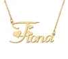 Collar con nombre de Fiona, colgante con placa de identificación personalizada para mujeres, niñas, regalo de cumpleaños, joyería para mejores amigos, acero inoxidable chapado en oro de 18 quilates