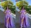 Luxury Purple Mermaid Prom Dresses One Shoulder Beadings Satin High Side Split Formal Wear Evening Party Gowns Birthday Pageant Special Occasion Gowns Custom