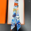 Sciarpe Design di lusso Sciarpa di nastro di seta sottile Sciarpa da donna Stampa floreale Morbido fazzoletto in raso Regalo femminile Fascia per capelli Foulard Collo Mani Borsa Cravatta